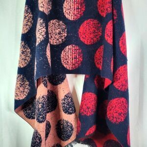 Giant Gradient Circles / Moons Soft Scarf in Red and Navy